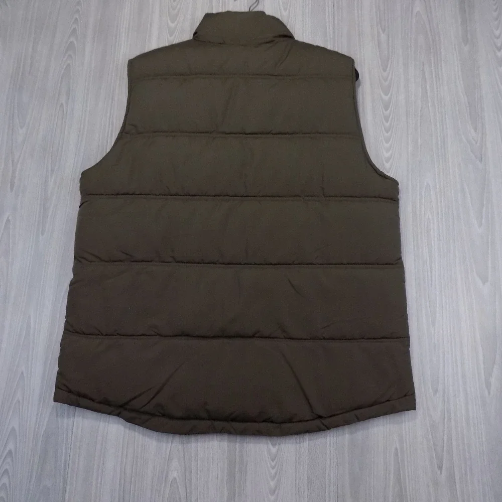 Smith's Workwear Puffer Vest Men's L Brown Olive Quilted Full Zip EUC